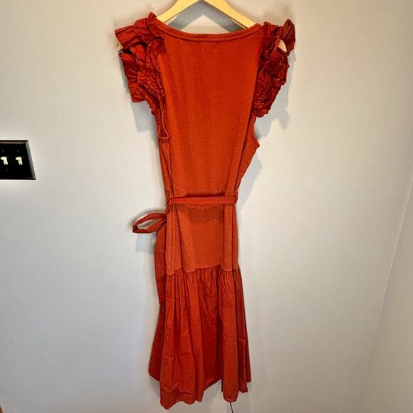 Nation Ltd NWT Everly Frilly Midi Dress in Cayene - size XL - Picture 5 of 8
